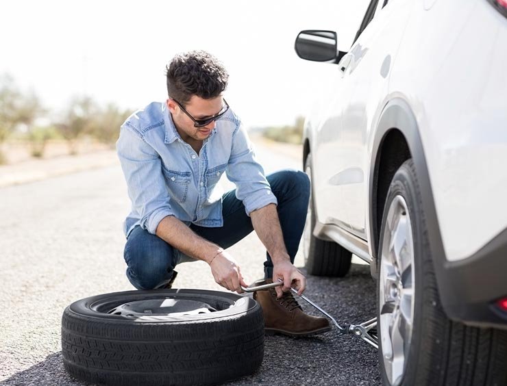 cambio di una gomma forata